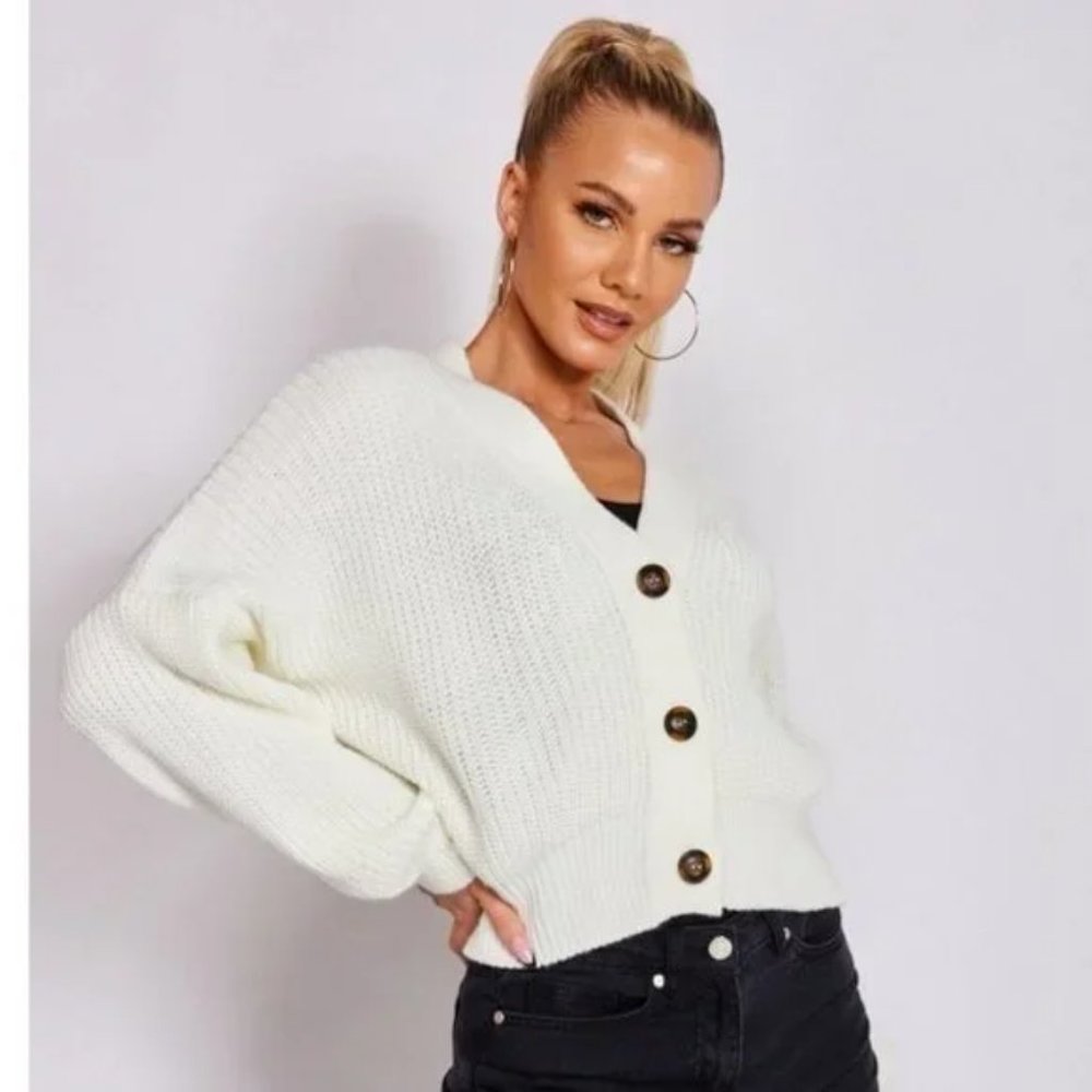 Knitted Long Sleeve V-Neck Loose Fit Cardigan Sweater - Picture 5 of 14